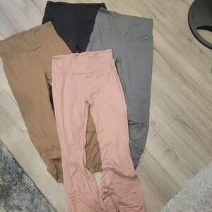 Set of Four Legging Pants in Pink, Gray, Black, and Brown